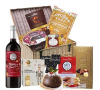 Luxury Non- Alcoholic Christmas Hamper In Wicker Effect Box - Premium Food & Drink Gift Basket - Belvoir Mulled Wine Punch, Xmas Pudding, Pralines, Festive Gourmet Treats