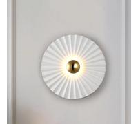 Luxury Nordic LED Wall Light - Round Lotus Leaf Flower Lamp for Living Room, Bedroom, Aisle Decor - Elegant White Indoor Lighting Fixture (Diameter 25cm Neutral light)