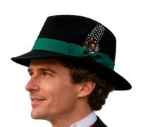 Luxury Oktoberfest - Brown German Hat | Bavarian Hats, Alpine Bavarian Fedora Hat with , Size - Ideal for Costume Accessories, Oktoberfest, World Book Suit, Adult