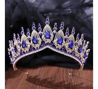 Luxury Opal Crystal Crown For Women Girls Wedding Elegant Luxury Princess Tiara Party Hair Dress Jewelry gold blue