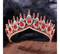 Luxury Opal Crystal Crown For Women Girls Wedding Elegant Luxury Princess Tiara Party Hair Dress Jewelry gold red