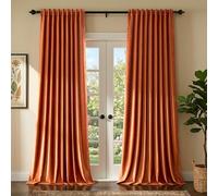 Luxury Orange Velvet Curtains 108 inch Length for Living Room,2 Panels Room Darkening Rod Pocket Back Tab Curtain Elegant Thermal Insulated Heavy Soundproof Noice Reducing Window Drapes for Bedroom