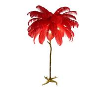 Luxury Ostrich Feather Floor Lamp with 35 Natural Feathers Adjustable 3 Color Temperature Golden Stand Foot Switch Perfect for Living Room Bedroom Office (Purple 110cm x 200cm)