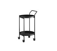 Luxury Outdoor Round Metal Coffee Table - Small Black Dining Service & Sofa Side Table, Versatile Kitchen Trolley & Nightstand for Stylish Living Spaces