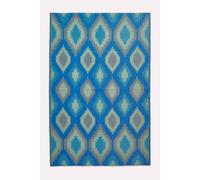 Luxury Outdoor Rug Waterproof Reversible for Garden, Blue Amber Ikat Homescapes Blue 180cm x 270cm