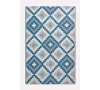 HOMESCAPES Luxury Extra Large Outdoor Rugs for Garden Patio Waterproof 100% Recycled Plastic Mat Carpet 150 x 240cm Reversible Blue Geometric Rug Mia, Indoor/Outside & Portable, Seamless