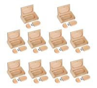 Luxury Oval Maple Wooden USB Sticks Set of 10 with Bespoke Timber Cases | 16GB/32GB/64GB/128GB USB 3.0 | Free Branding | UK Business Essentials (64, GB)