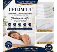 Luxury Pack of 4 Pillow Protectors 100% Cotton Hypoallergenic Dust- mite, Zipped Entry, White Colour, Size 74 x 48cm.