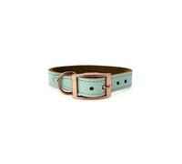 HugglePets Luxury Padded Genuine Leather Puppy & Dog Collar | Ocean Blue with Rose Gold Buckle | Handmade in UK | Soft Comfort Lining | Durable & Stylish | For All Breeds & Ages | Large 40-45cm