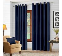 Luxury Pair Thermal Blackout Curtains Ring Top Eyelet Fully Lined insulated Super Soft Solar Blackout 117 x 183cm - Navy