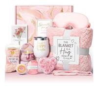 Luxury Pamper Gift Hamper for Women - 11 Pcs Hug in a Box with Blanket, Candle, Socks, Bath Bombs & Spa Set - Birthday, Get Well Soon & Relaxation Gift for Mum, Sister, Wife, Girlfriend, Friend.