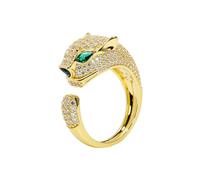 Luxury Panther Ring for Women - Adjustable 18K Gold/Platinum Plated Open-End Ring with AAA Cubic Zirconia, Elegant Animal Jewelry, Unique Fashion Gift for Her, Small, Copper, Cubic Zirconia