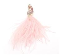Luxury Peacock Brooches For Women Pink White Feather Pin Rhinestone Dress Corsage Cute Crystal Brooch