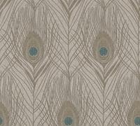 AS Creation Peacock Vinyl Wallpaper Bird Feather Beige Taupe Blue Paste The Wall