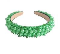Luxury Pearl Rhinestone Alice Band for Women Multicolour Beaded Wide Padded Hairband Elegant Crystal Headpiece