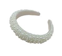 Luxury Pearl Rhinestone Alice Band for Women Multicolour Beaded Wide Padded Hairband Elegant Crystal Headpiece
