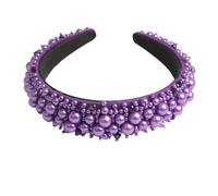Luxury Pearl Rhinestone Alice Band for Women Multicolour Beaded Wide Padded Hairband Elegant Crystal Headpiece