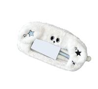 Luxury Pen Bag Cartoon Dog Pencil Bag Soft Animal Pencil Case Large Capacity Pencil Pouch with Clear Window for School, Blue