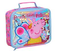 Luxury Peppa Pig Lunch Bag Girls Pink School Nursery Sequin Insulated Lunchbag