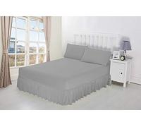 Luxury Percale Frilled Valance Fitted Sheets 14 Colours in Single, Double, King, Super King (Super King, Silver)