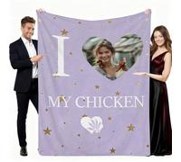 Luxury Personalized Chicken Blanket, Custom Hen Photo Throw for Couch, Thoughtful Chicken Mom & Dad Gift, Cozy Poultry Lover Present for Women, Men, Pet Owners