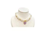 Luxury Pet Pearl Necklace for Cats and Small Dogs - Cute Collar with Heart Pendant, Adjustable Silent Jewellery Collar for British Shorthair (Red, S (25 cm & Suitable 1.5 kg-3 kg))