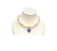 Luxury Pet Pearl Necklace for Cats and Small Dogs - Cute Collar with Heart Pendant, Adjustable Silent Jewellery Collar for British Shorthair (Red, S (25 cm & Suitable 1.5 kg-3 kg))