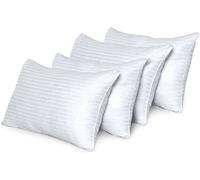 Luxury Pillows 4 Pack Hotel Quality, Extra Filled Hollowfibre Pillows, Comfortable Anti-Allergy Bed Pillow - Bounce Back Hypoallergenic, Soft Satin Stripe Pillows For Side Sleepers