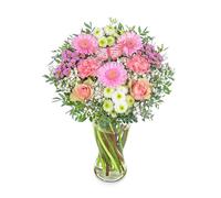 Luxury Pink Flower Bouquet - Striking Arrangement with Chrysanthemums, Germinis, La Belle Roses and Carnations - A Beautiful Statement Piece for Celebrating Life’s Special Moments