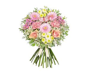 Luxury Pink Flower Bouquet - Striking Arrangement with Chrysanthemums, Germinis, La Belle Roses and Carnations - A Beautiful Statement Piece for Celebrating Life’s Special Moments