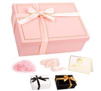 Luxury Pink Gift Box with Lid 25x18x9cm Medium/Large Empty Gift Boxes for Presents, Gift Box for Birthday Christmas Wedding Bridal Valentines Day Present Box with Ribbon Girls Her Women