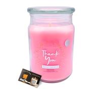 Luxury Pink Peony Scented Large Glass Jar Candle by Wickford & Co - 18oz, 95-Hour Burn, Ideal Candle Gifts for Women on Mother’s Day - Includes ShopZee Candle Safety Tips Guide (Thank You)