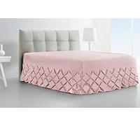 Luxury Pintuck Extra Deep Fitted Valance Sheet 100% Egyptian Cotton 200 Thread Count Single Double King Super King Size Bed Base Sheets (Soft Pink, Double)