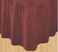 LUXURY PLAIN DYED FRILLED POLY COTTON PLATFORM BASE VALANCE SHEETS (BURGUNDY, KING)