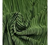 Luxury Pleated Crushed Plisse Satin Stretch Fabric Dress Skirt Trousers 58" Wide (1 Metre, Khaki Green 1826)