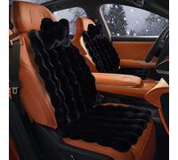 Luxury Plush Car Seat Cushion Set, Soft Fluffy Warm Faux Rabbit Fur Non-Slip Front and Back Seat Covers Fuzzy Car Seat Cushion for Winter Universal Fit (Black, Front Seat Covers & Neck Pillows( 6pcs))