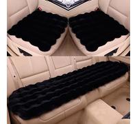 Luxury Plush Car Seat Cushion Set, Soft Fluffy Warm Faux Rabbit Fur Non-Slip Front and Back Seat Covers Fuzzy Car Seat Cushion for Winter Universal Fit (Black, Front & Back Seat Covers ( 3pcs))