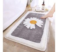 Luxury Plush Comfortable Carpet for Bath Room,Beautiful Daisy Design,Perfect Decoration Small Plush Non Slip Carpet,Machine Washable,Thick Super Soft Best Absorbent Mat Rug
