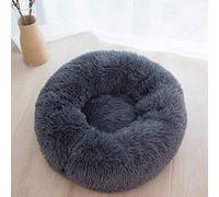 Luxury Plush Donut Large Dog Bed with Washable Cover,Detachable Soft Pet Cushion Calming Pet Bed Round Sleeping Bag Kitten Puppy Sofa-Dark gray-XXL:110x110cm