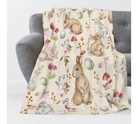 Luxury Plush Easter Blanket Cute Bunny Easter Egg Flower Leaves Throw Blanket for Couch,Lightweight Soft and Warm Throws Blankets for Sofa Bed Living Room in Spring 40" x 30"