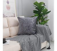 Luxury Plush Plain Velvet Cushion Cover 17" x 17", 20" x 20", 22" x 22", 24" x 24", Inch OR 43 cm x 43 cm, 50 cm x 50 cm Throw Sofa Cushion Covers Pillow Case 5 Sizes (Charcoal Grey, 20" x 20")