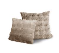 Luxury Plush Shaggy Bubble Cushion - Generously Filled Rabbit Fur Effect Square Throw Pillow with Waffle Bubble Texture & Hidden Zipper, Soft Removable Cushion (Beige, 43cm x 43cm, Pack of 4)