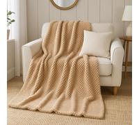 Luxury Popcorn Waffle Fleece Throw Blanket - Soft Warm Fluffy Bed & Sofa Blanket for Home, Couch & Settee | Thermal Cozy Reversible Design - Machine Washable (Mink, Double (150cm x 200cm))