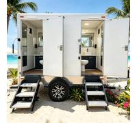 Luxury Portable Bathroom Trailer, 2-Stall Mobile Restroom Trailer with Sink, Flush Toilet, Ventilation, Commercial Toilet Trailer for Construction Sites, Wedding Venues, Outdoor Events, Festival