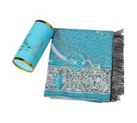 Luxury Prayer mat with Gift Box, Islamic Prayer Mat, Decorative Cylinder Case, Prayer Beads, Turquoise, 120x70 cm.Islamic Gift for friends and family