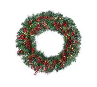 Luxury Pre-Lit Pine & Berry Wreath with 50 LED Lights