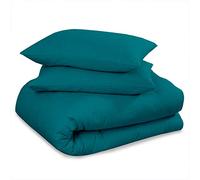 Luxury Premium Quality Plain Dyed Flannel Sheet Set, Fitted Bedsheet and Flat Bedcloth with Matching Pillowcases, 100% Brushed Cotton Easy Care Flannelette Bed Linen, Teal, Kingsize Bedding