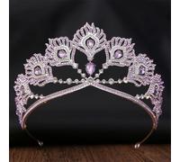 Luxury Princess AB Crystal Tiara For Women Girls Wedding Party Vintage Queen Crown Hair Accessories silver purple