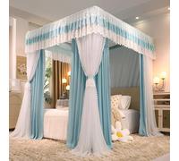 Luxury Princess Canopy Bed Curtains - Double Layer Mosquito Net with 4 Openings & Dustproof Top Cover, Cozy Bed Tent for Twin/Full/Queen/King Size Bedroom Decoration