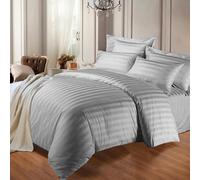 Luxury Product 100% Hotel Egyptian Cotton 300 Thread Count Bedding Fitted Sheet Duvet Quilt Set with cases Black/Grey/White (Grey, Single)